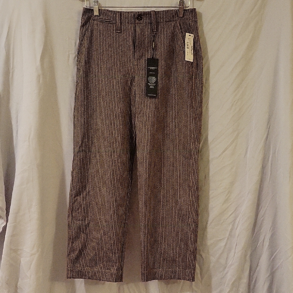 Liverpool Women's Corduroy Pants in Brown Pinstripe
